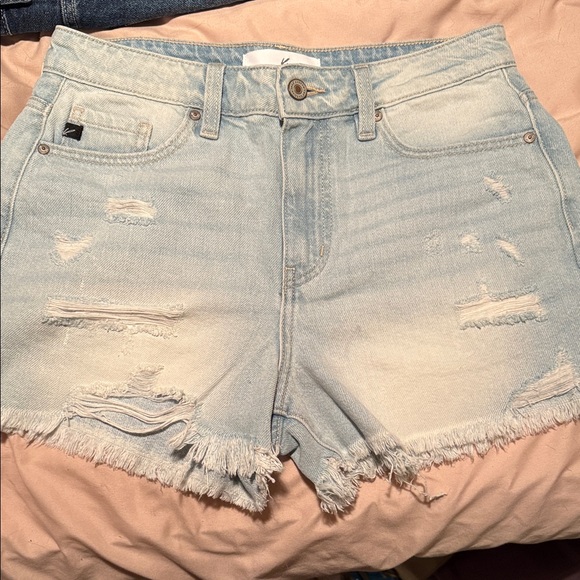 KanCan Light Wash Distressed Jean Shorts - Picture 1 of 3